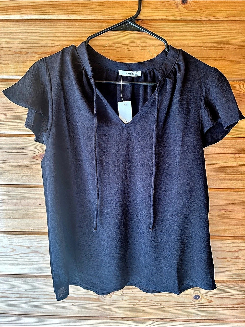 Timing Short Sleeve Blouse in Black NWT